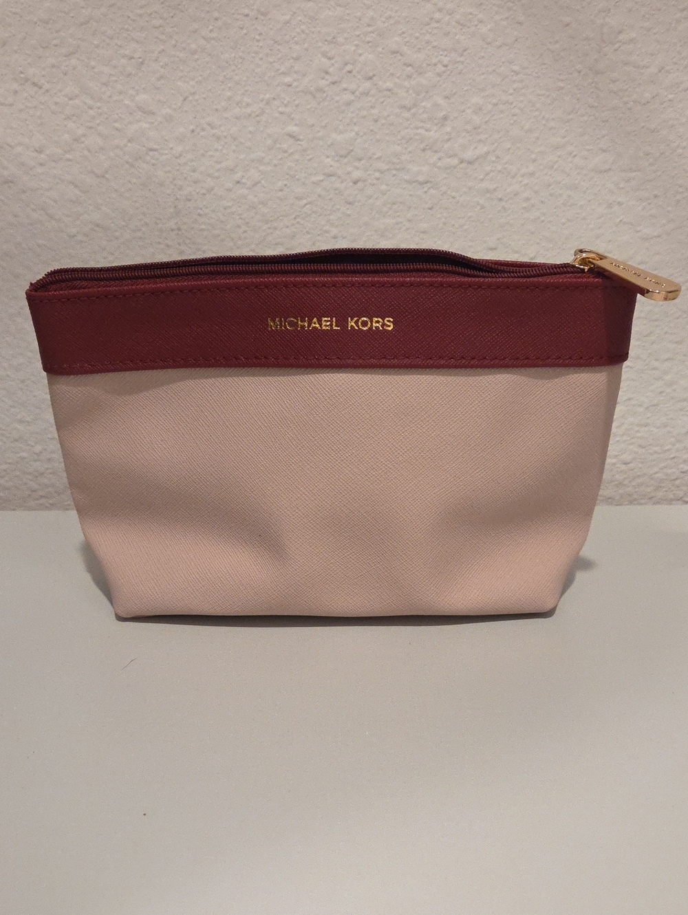 Michael Kors Blush and Burgundy Toiletry Pouch Cosmetic Bag